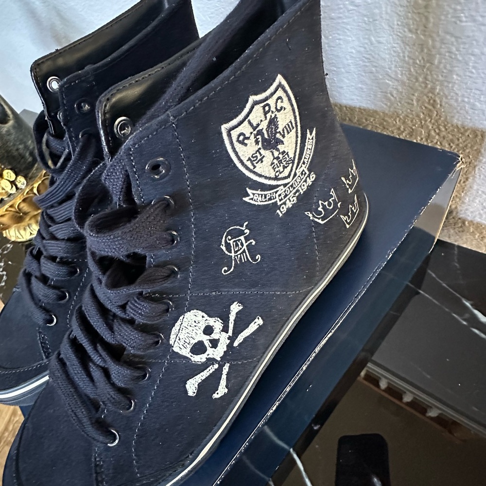 Ralph Lauren Black Canvas High-Tops with White Accents